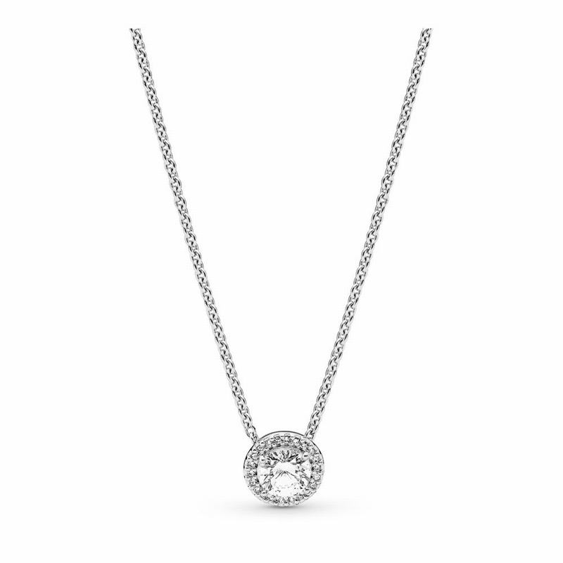 Pandora Round Sparkle Necklace Online NZ, Sterling Silver (279056-KLQ)